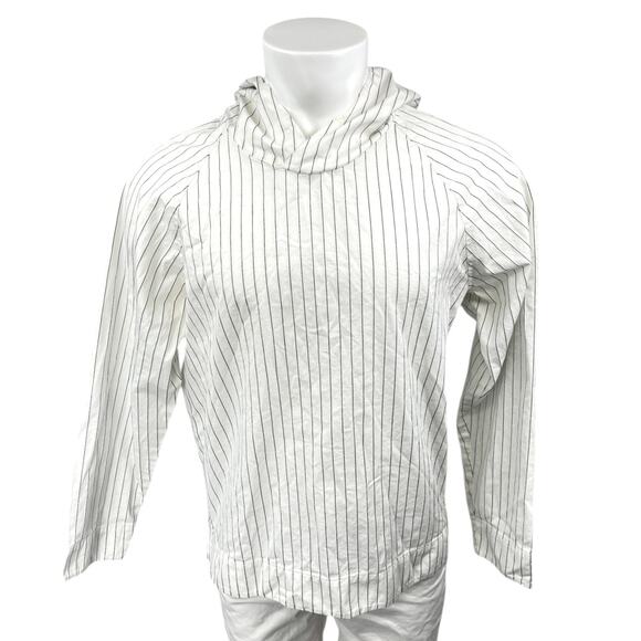 H&M Other - H&M Men's White Black Striped Hoodie Hooded Long Sleeve Sweatshirt Top Size S